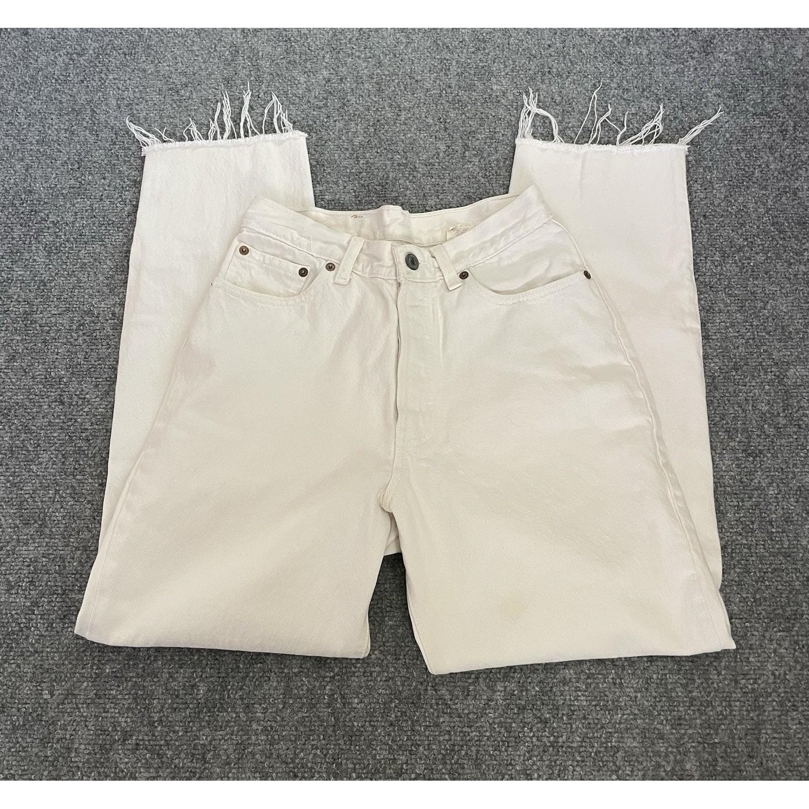 Vintage Levi's Button Fly Jeans Paper Patch 70's Usa Size 9 White Denim 25x27